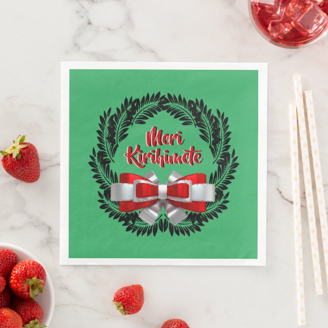 Meri Kirihimete Maori for Merry Christmas Paper Dinner Napkins (Insitu)