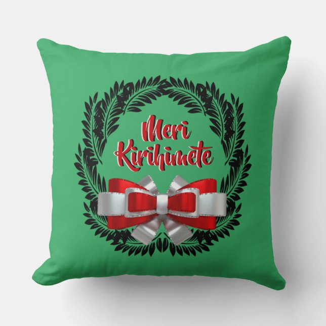 Meri Kirihimete Maori for Merry Christmas Throw Pillow (Front)