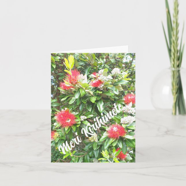 MERI KIRIHIMETE MAORI MERRY XMAS NEW ZEALAND KIWI HOLIDAY CARD (Front)