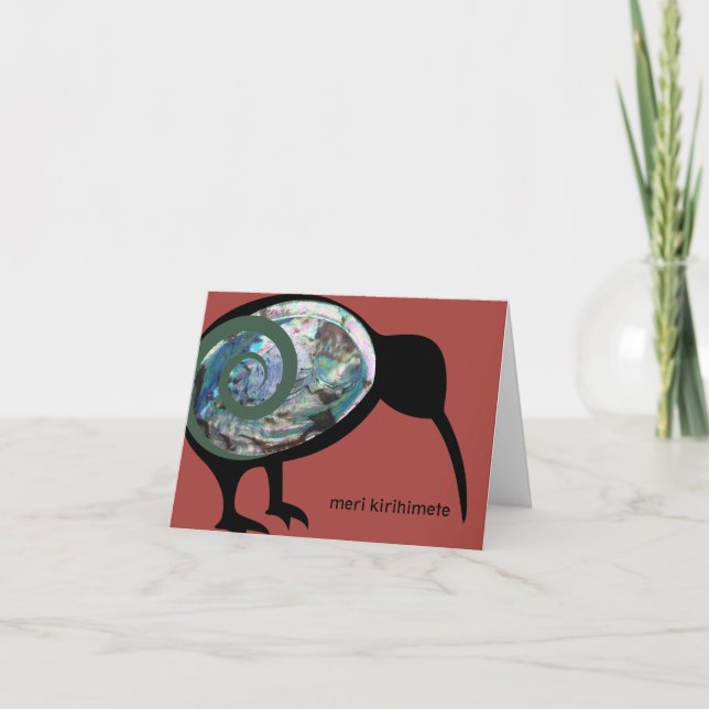 MERI KIRIHIMETE NZ XMAS AOTEAROA NEW ZEALAND KIWI  HOLIDAY CARD (Front)