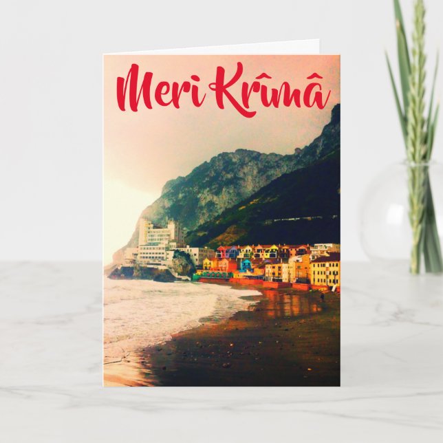Meri Krîmâ (Merry Christmas in Llanito) Holiday Card (Front)