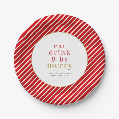MERI Red Eat Drink Be Merry Christmas Holiday Paper Plates