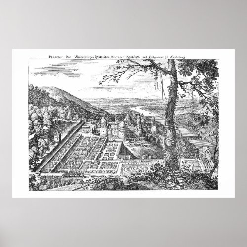 MERIAN _ Heidelberg _ Hortus Palatinus 1620 Poster