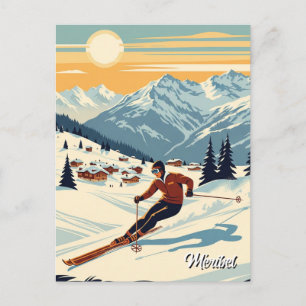 Méribel France Skier Skiing Postcard