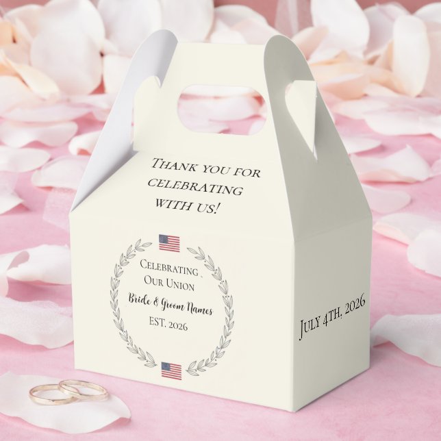 merica 250th Anniversary Wedding  | Custom names Favor Boxes (Wedding)