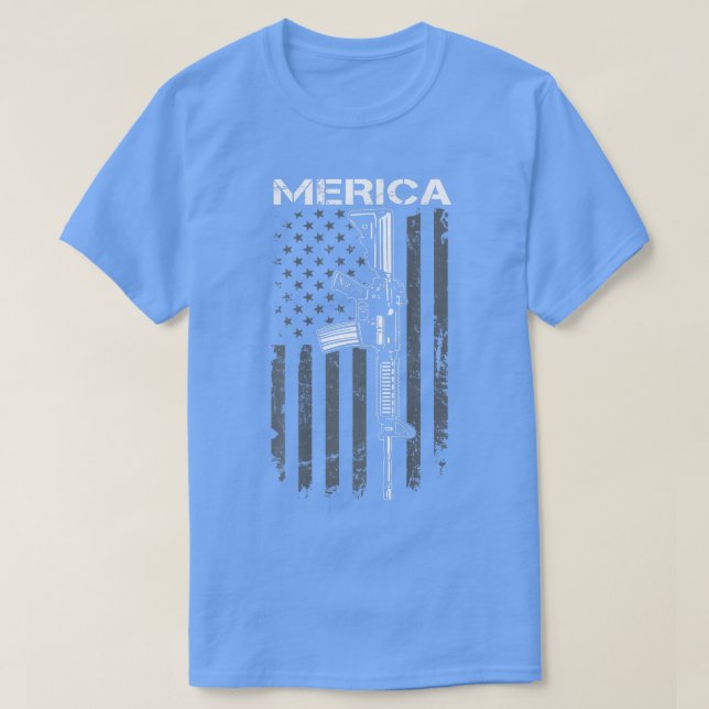 MERICA  2nd Amendment 4th Of July AR15 USA Flag (O T-Shirt (Design Front)