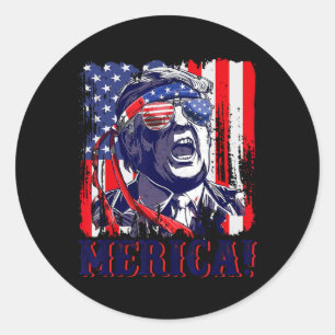 Merica 4th Of July American Flag Murica merica Gif Classic Round Sticker