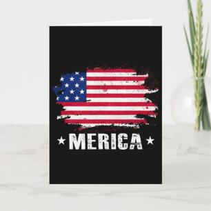 Merica 4th Of July American Flag Patriotic Card