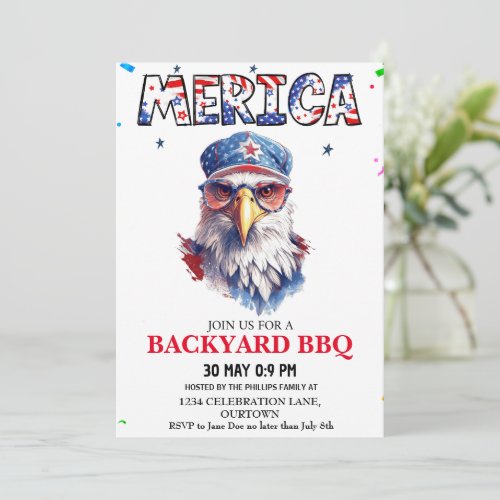 Merica 4th of July Backyard BBQ Invitation