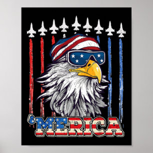 Merica 4th Of July Eagle Mullet Usa Flag Patriotic Poster