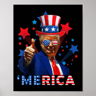 Merica 4th Of July Fireworks Funny Trump Independe Poster