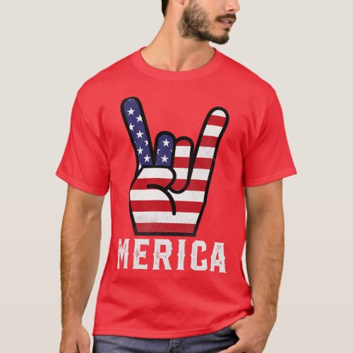 Merica 4th of July Funny American Flag Patriotic T T_Shirt