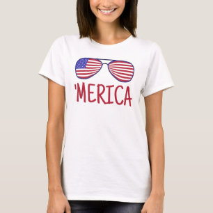 'Merica 4th Of July Glasses T-Shirt