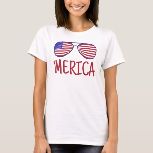 Merica 4th Of July Glasses T_Shirt