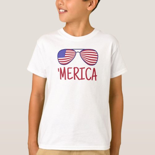 Merica 4th Of July Glasses T_Shirt