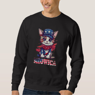 Merica 4th of July Meowica Kitty Cat American Flag Sweatshirt