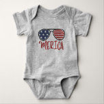 Merica 4th of July Sunglasses Summer T-Shirt Baby Bodysuit<br><div class="desc">Merica 4th of July Sunglasses Summer T-Shirt</div>
