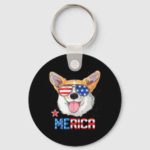 Merica 4th Of July T Shirt Kids Boys Girls Dog Pup Keychain