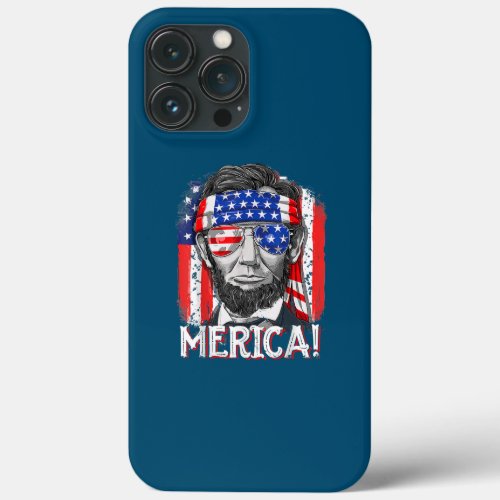 Merica Abe Lincoln 4th Of July Men American Flag iPhone 13 Pro Max Case