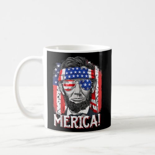 Merica Abe Lincoln 4th of July Men American Flag Coffee Mug