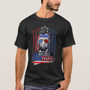 Merica Abraham Lincoln 4th Of July American Flag M T-Shirt