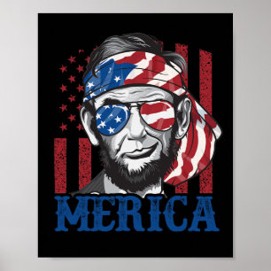Merica Abraham Lincoln 4th Of July Shirt Men Ameri Poster