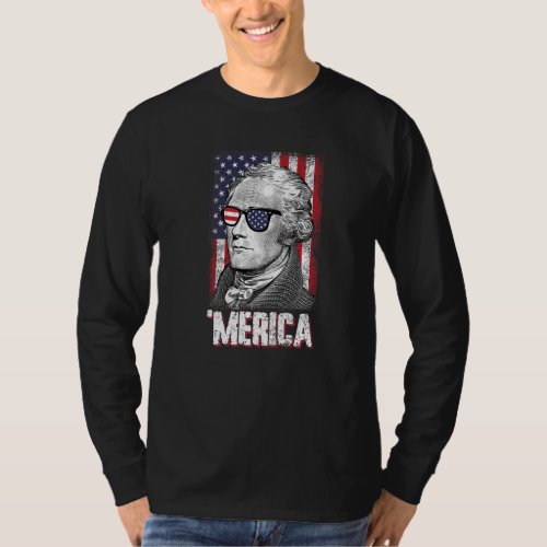 Merica Alexander Hamilton 4th Of July American Fla T_Shirt