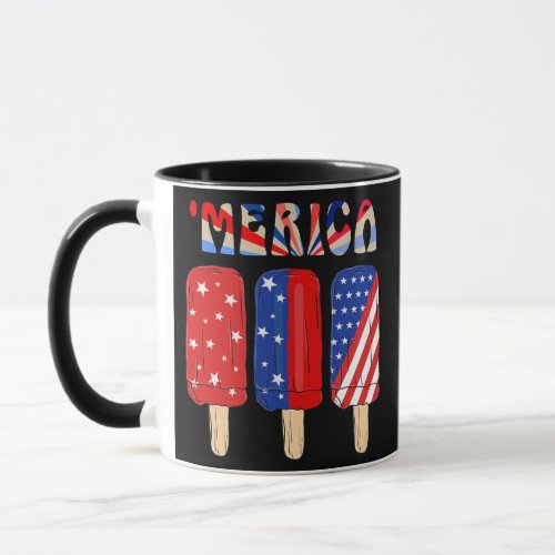 Merica America Ice Cream American Flag 4th Of Mug