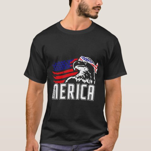 Merica American Bald Eagle Fourth of July USA Flag T_Shirt