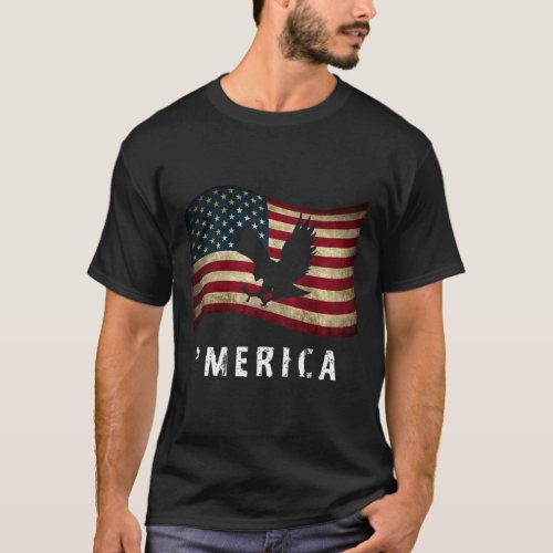 Merica American Flag Eagle T_Shirt USA Patriotic S