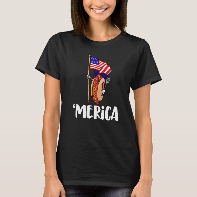 Merica American Flag Frog  Women Frog Love  7 T-Shirt (Front)