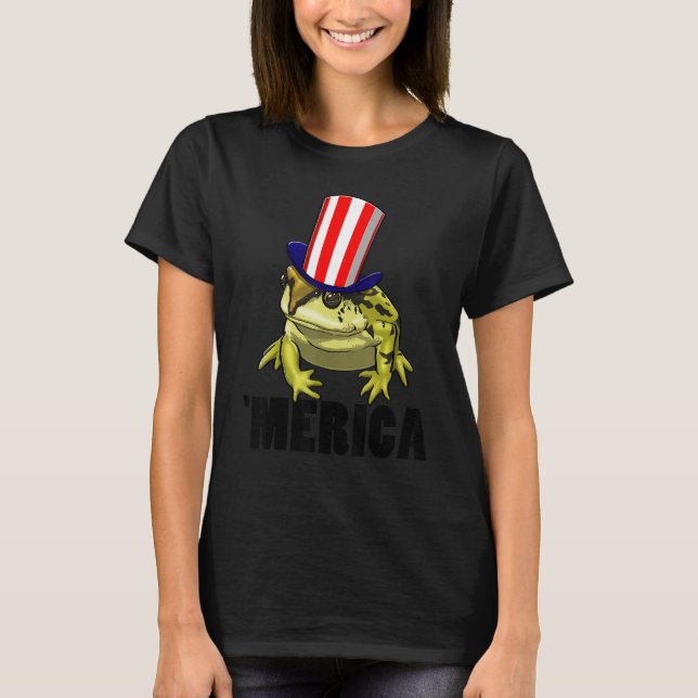 Merica American Flag Frog   Women Frog Love T-Shirt (Front)