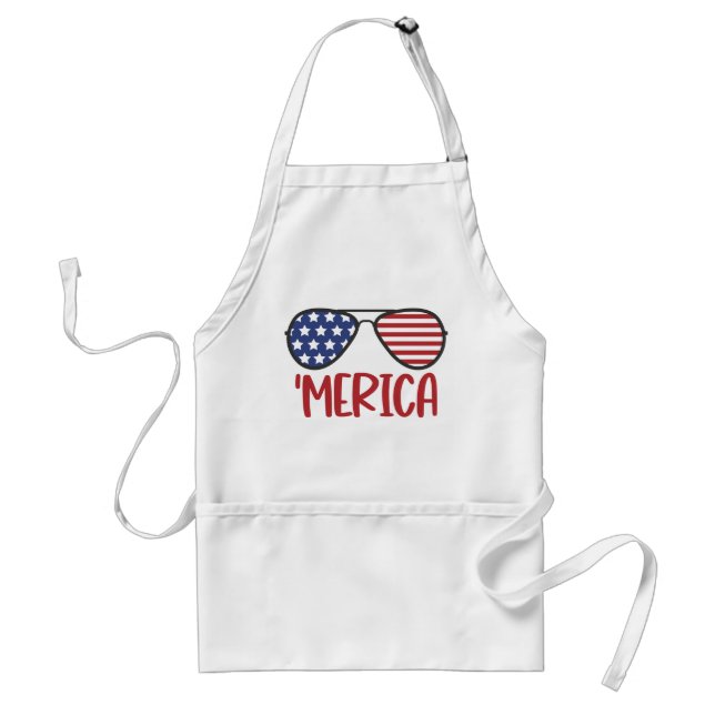 'Merica American Flag sunglasses Adult Apron (Front)