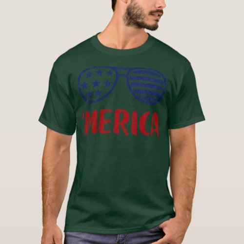 Merica American Flag Sunglasses T_Shirt