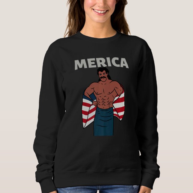 Merica American Mullet Business In Front Party In  Sweatshirt (Front)
