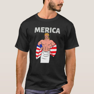 Merica American Mullet Business In Front Party In T-Shirt