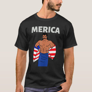 Merica American Mullet Business In Front Party In  T-Shirt