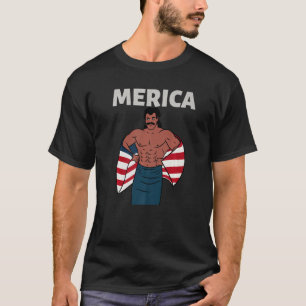 Merica American Mullet Business In Front Party In  T-Shirt