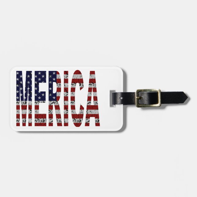MERICA - American Pride Slang USA Flag Luggage Tag (Front Horizontal)