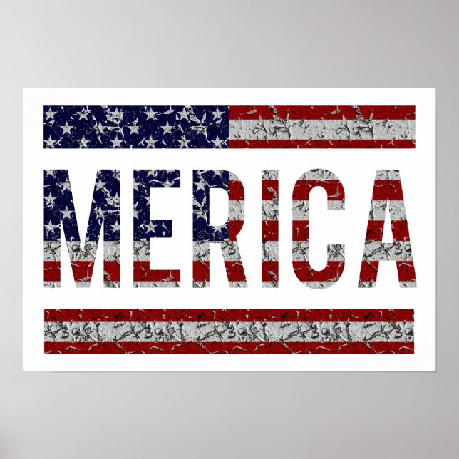 MERICA - American Pride Slang USA Flag Poster (Front)