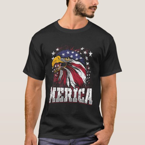Merica American Vintage US Flag Bald Eagle T_Shirt