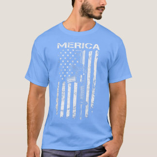 MERICA AR15 2nd Amendment 4th Of July USA Flag Fu T-Shirt