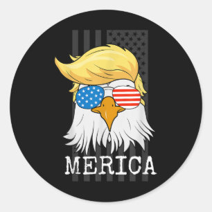 Merica Bald Eagle 4th Of July Trump American Flag Classic Round Sticker