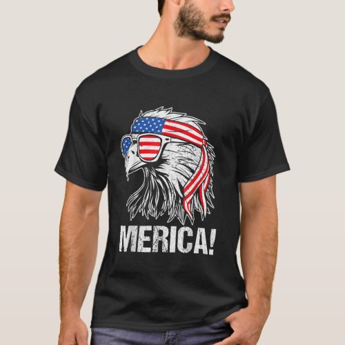 Merica Bald Eagle 4th Of July USA American Flag Pa T_Shirt