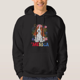 Merica Beagle Us Flag Cap Fireworks 4th Of July Pa Hoodie