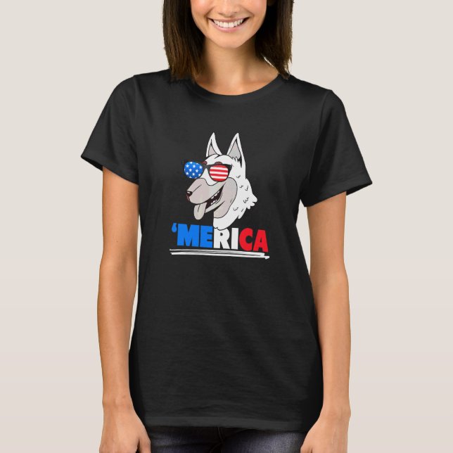 Merica Belgian Malinois Dog   T-Shirt (Front)