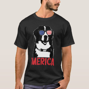 Merica Bernese Mountain American Flag Sunglasses 4 T-Shirt