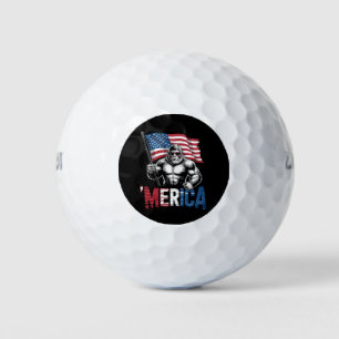 Merica Bigfoot American Flag Patriotic 4th Of July Golf Balls
