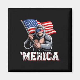 Merica Bigfoot American Flag Patriotic Sasquatch 4 Magnet