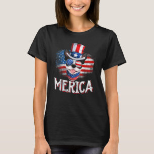 Merica Boston Terrier Dog  American Flag Fourth Of T-Shirt